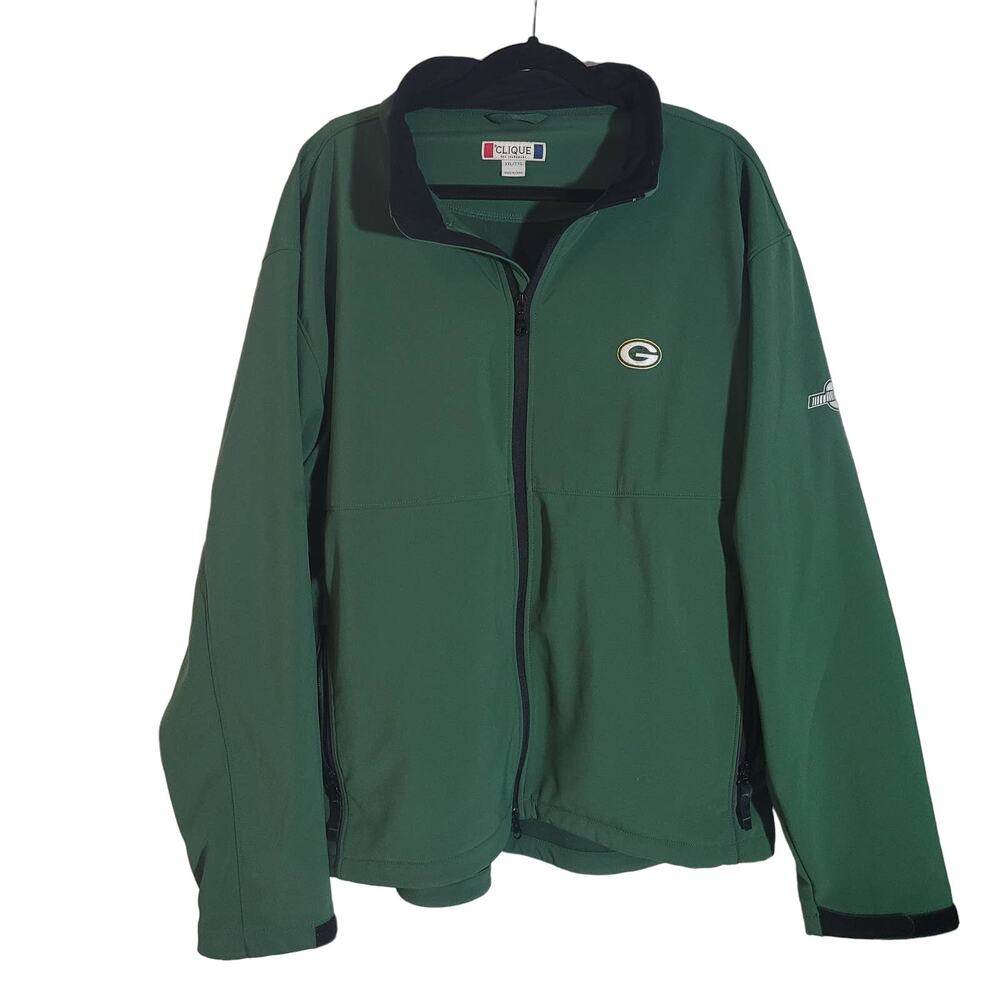 Clique Size XXL Men's Full Zip Green Bay Packer Logo Jacket NFL Football Lambeau